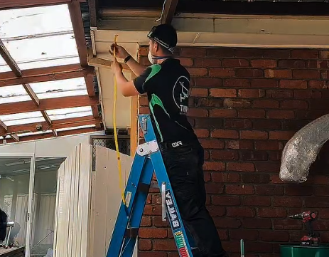 Professional electrician at work